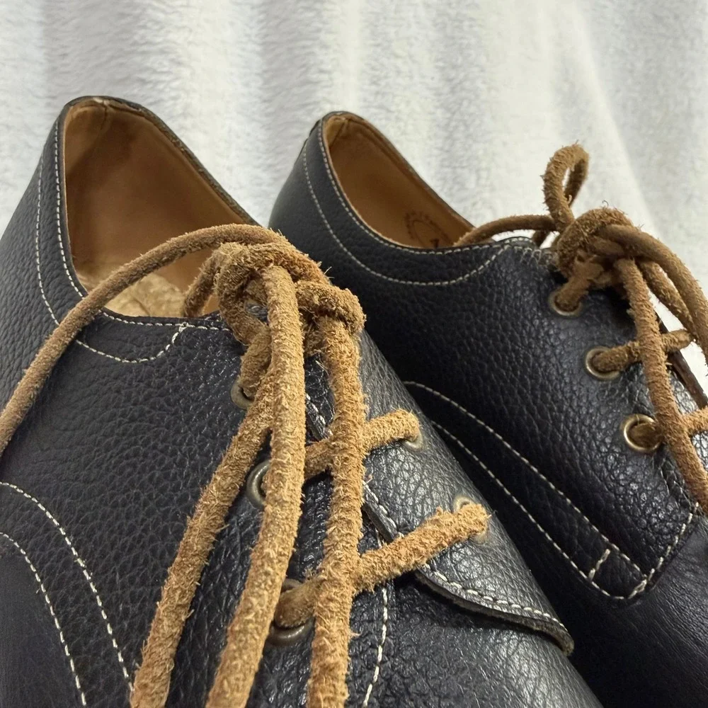 John‎ Fluevog 4 Platform Oxford Shoe Black Espadrille Jute Designer Boho Artsy